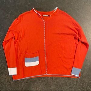 Zaket & Plover Sz Medium Orange Chord Accent Roll Neck Sweater